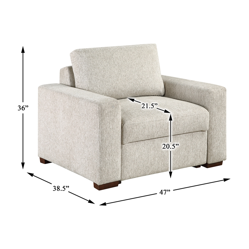Pemberly Row Microfiber Armchair with Pocket Coil Support in Sage Sand