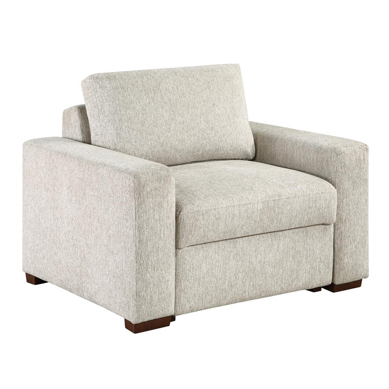 Pemberly Row Microfiber Armchair with Pocket Coil Support in Sage Sand