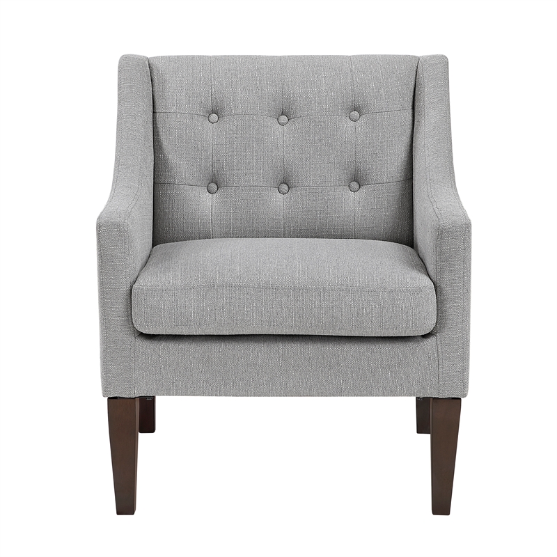 Pemberly Row Tufted Textured Fabric Accent Chair With Wood Legs in Gray