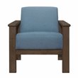 Pemberly Row Mid-Century Solid Wood and Fabric Accent Chair in Walnut & Blue