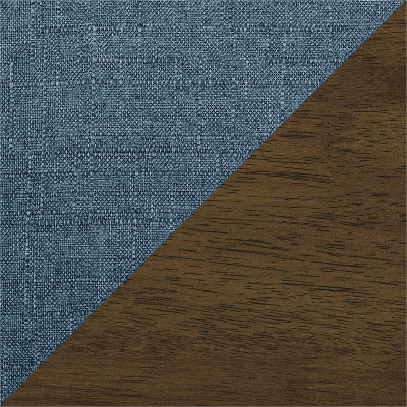 Pemberly Row Mid-Century Solid Wood and Fabric Accent Chair in Walnut & Blue