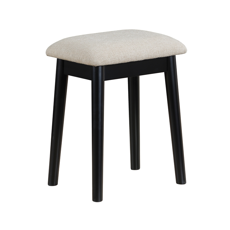 Pemberly Row LED-Lighted Vanity Dresser With Mirror and Stool in Black