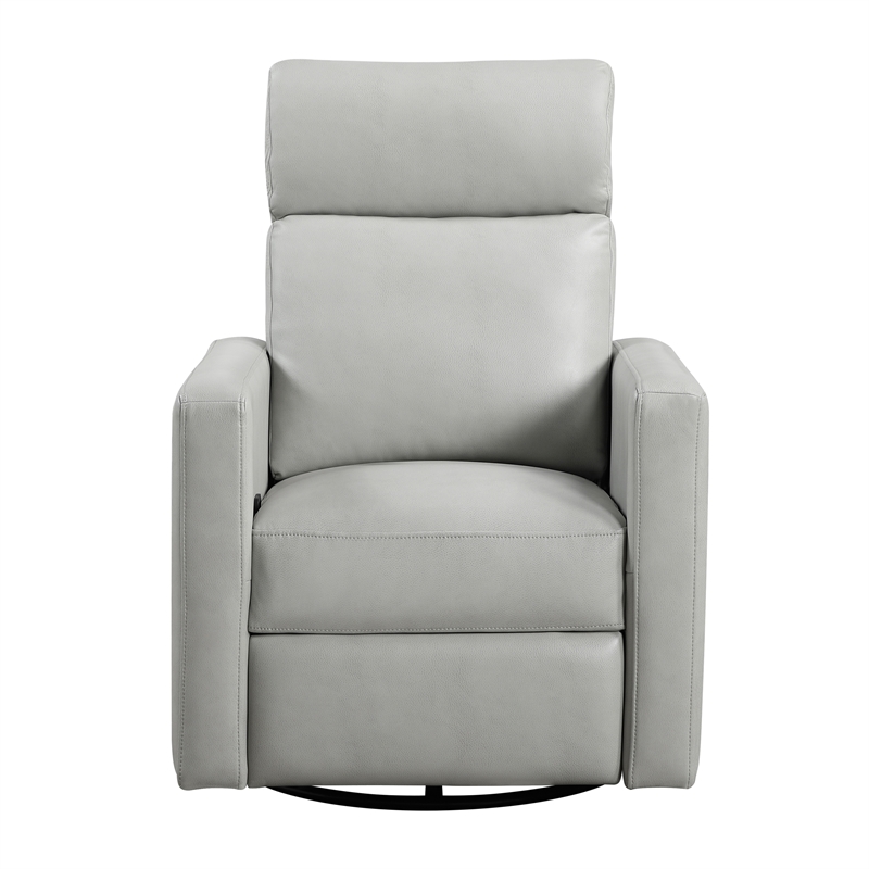 Pemberly Row Breathable Faux Leather Swivel Glider Reclining Chair in Smoke