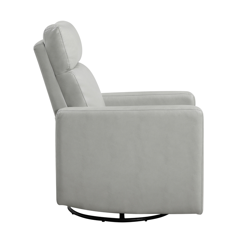 Pemberly Row Breathable Faux Leather Swivel Glider Reclining Chair in Smoke