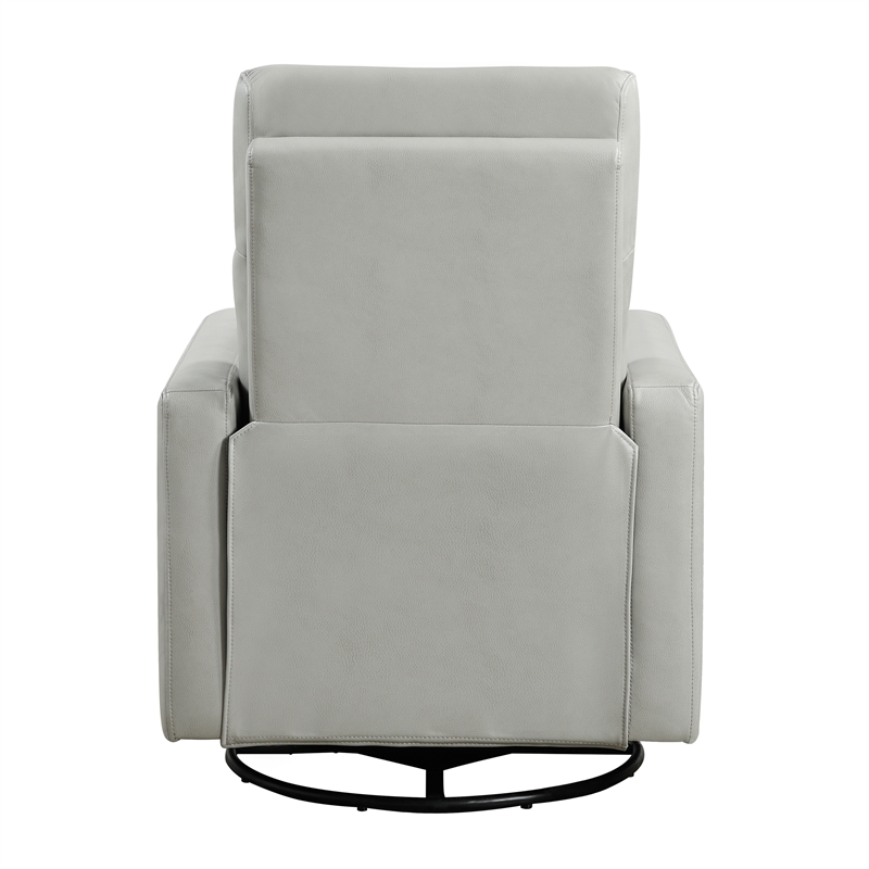 Pemberly Row Breathable Faux Leather Swivel Glider Reclining Chair in Smoke