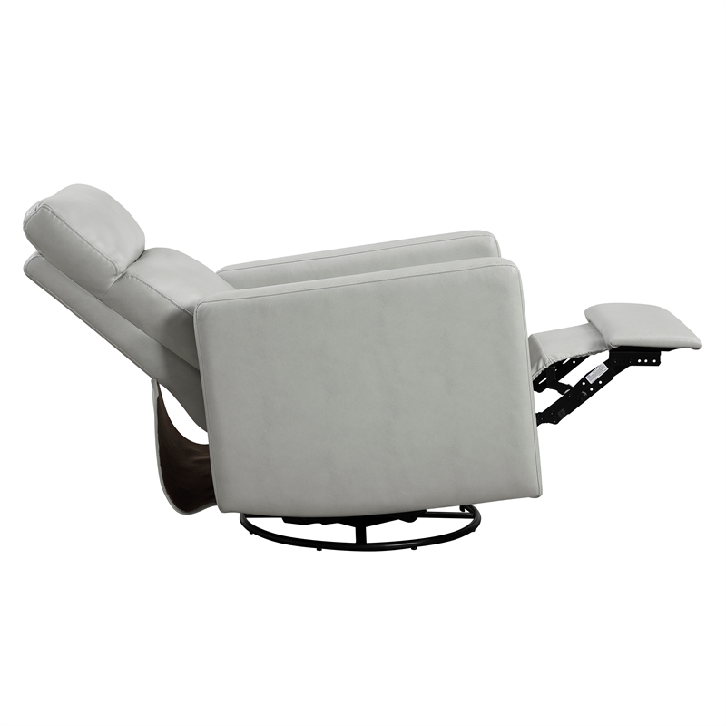Pemberly Row Breathable Faux Leather Swivel Glider Reclining Chair in Smoke