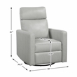 Pemberly Row Breathable Faux Leather Swivel Glider Reclining Chair in Smoke