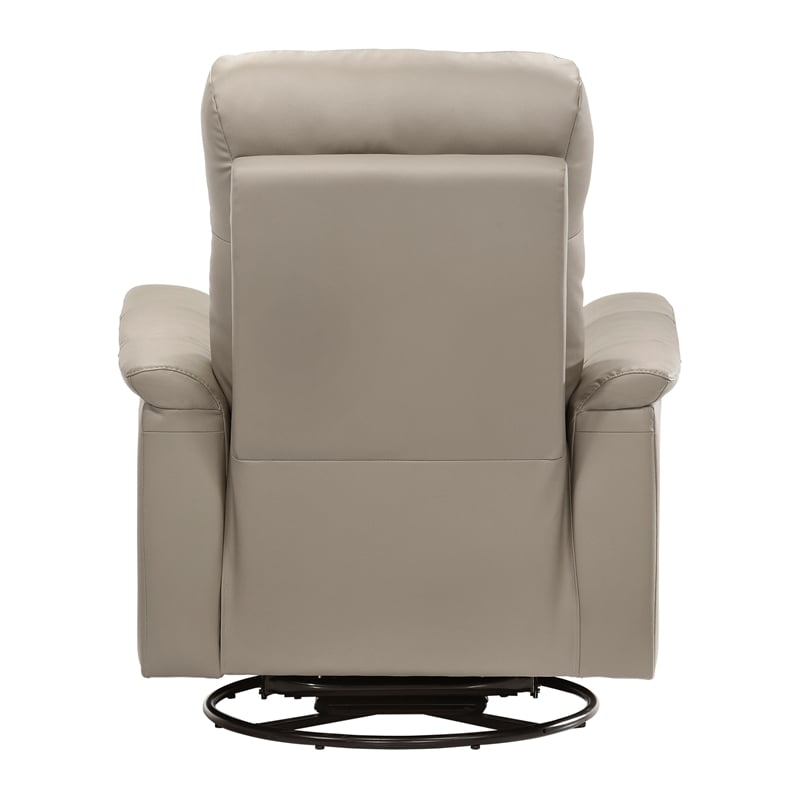 Pemberly Row Top-Grain Leather Swivel Glider Reclining Chair in Latte