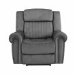 Pemberly Row Microfiber Power Reclining Chair With Nailhead Trim in Charcoal