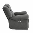 Pemberly Row Microfiber Power Reclining Chair With Nailhead Trim in Charcoal