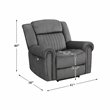 Pemberly Row Microfiber Power Reclining Chair With Nailhead Trim in Charcoal
