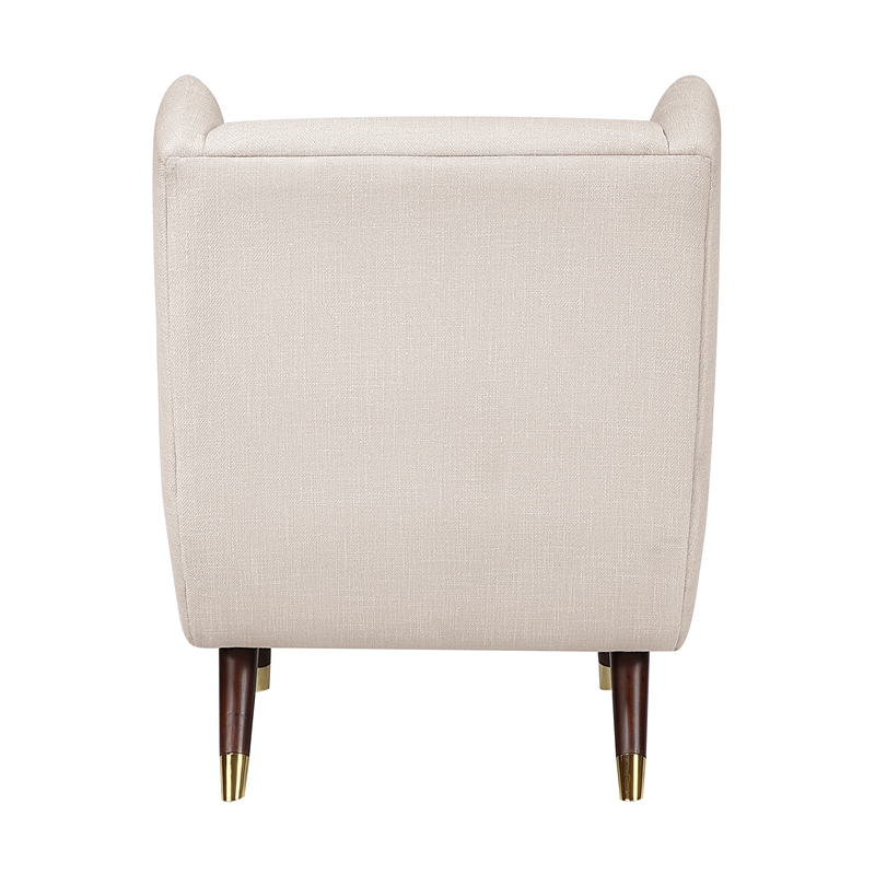 Pemberly Row Textured Fabric Wingback Accent Chair 300 lb Capacity in Beige