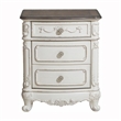 Pemberly Row 3-Drawer Wood Nightstand in Antique White with Gray Accents