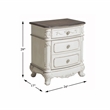 Pemberly Row 3-Drawer Wood Nightstand in Antique White with Gray Accents
