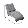 Pemberly Row Tufted Fabric Chaise Lounge with Bolster Pillow in Dark Gray