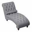 Pemberly Row Tufted Fabric Chaise Lounge with Bolster Pillow in Dark Gray