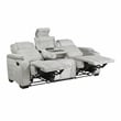 Pemberly Row Double Reclining Sofa with LED Drop-Down Table in Light Gray