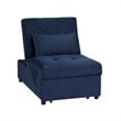 Pemberly Row Velvet Storage Bench with Pull-Out Ottoman and Pillow in Blue