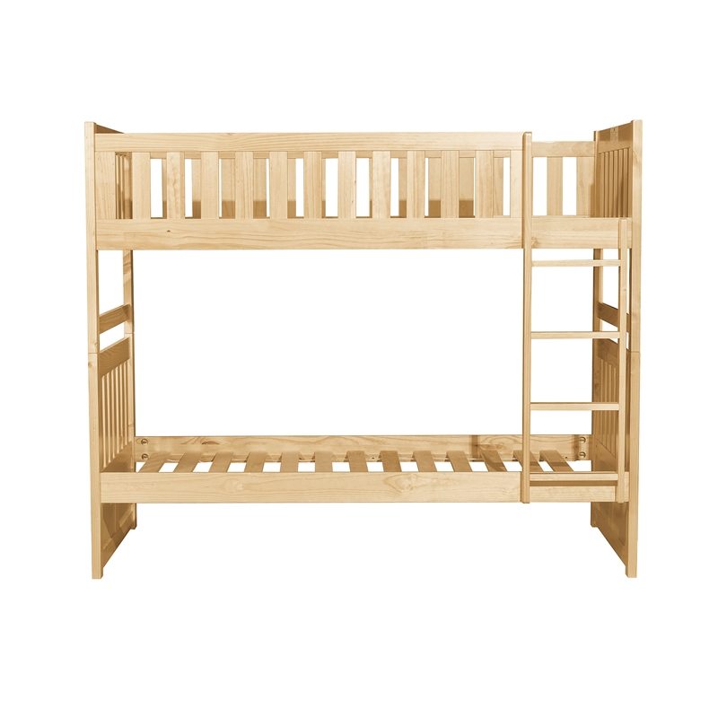 Pemberly Row Wood Twin Over Twin Bunk Bed 200 lb Per Bed in Natural Pine