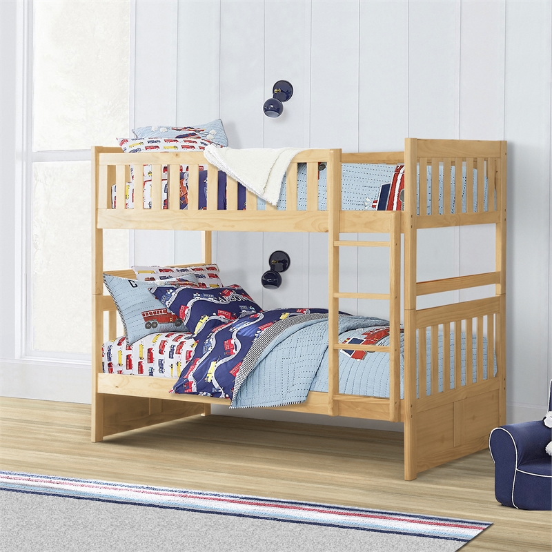 Pemberly Row Wood Twin Over Twin Bunk Bed 200 lb Per Bed in Natural Pine