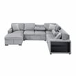 Pemberly Row Boucle 4-Piece Sectional with Pull-Out Sleeper and Storage in Gray
