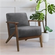 Pemberly Row Velvet Upholstered Accent Chair with Wood Arms in Dark Gray