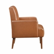 Pemberly Row Faux Leather Accent Chair with Walnut Legs in Matte Brown