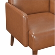 Pemberly Row Faux Leather Accent Chair with Walnut Legs in Matte Brown