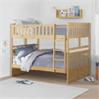 Pemberly Row Wood Full-Over-Full Bunk Bed with Guard Rails in Natural Pine