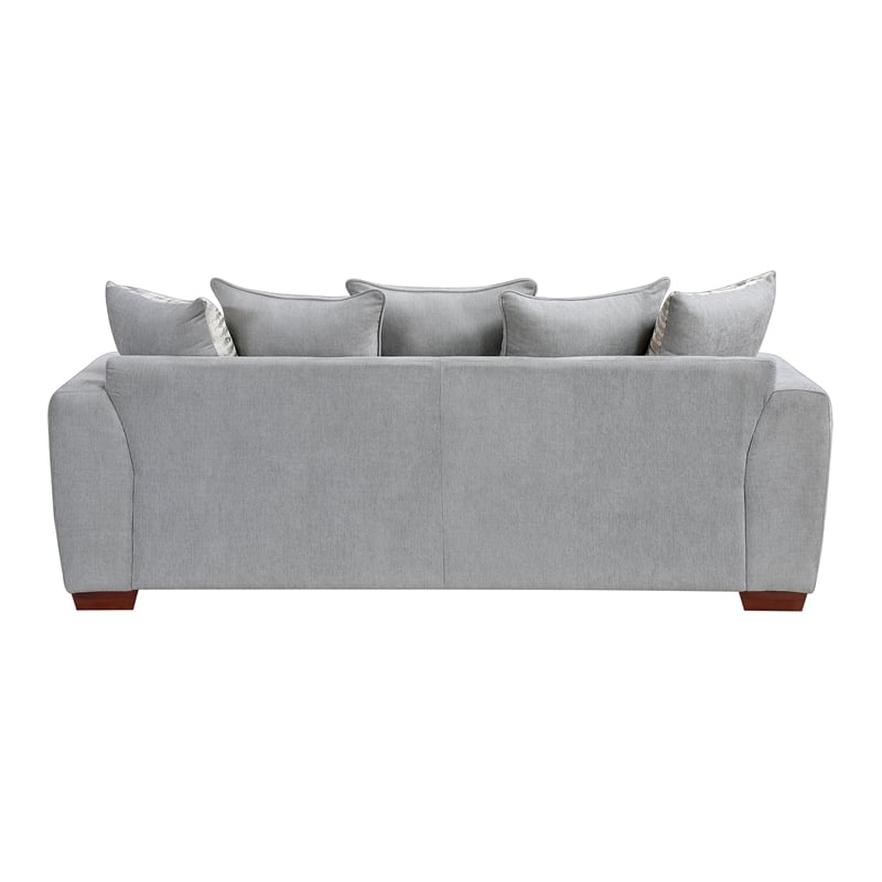 Pemberly Row Chenille Loveseat with Nailhead Trim & Reversible Cushions in Gray