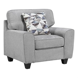 Pemberly Row Chenille Accent Chair with Decorative Pillow in Gray