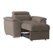 Pemberly Row Microfiber Accent Chair with Pull-Out Ottoman in Taupe