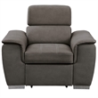 Pemberly Row Microfiber Accent Chair with Pull-Out Ottoman in Taupe