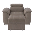 Pemberly Row Microfiber Accent Chair with Pull-Out Ottoman in Taupe
