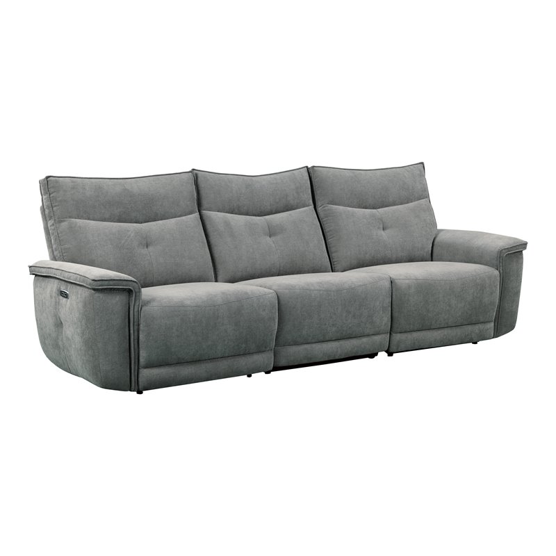 Pemberly Row 3-Pc Power Reclining Sofa with USB & Power Headrests in Dark Gray