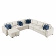 Pemberly Row Microfiber 5-Piece Modular Sectional with Storage Chaise in Beige