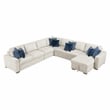 Pemberly Row Microfiber 5-Piece Modular Sectional with Storage Chaise in Beige