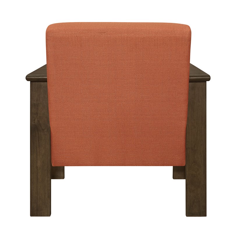 Pemberly Row Solid Wood Accent Chair with Slat Arms & Storage in Walnut & Orange