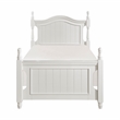 Pemberly Row Wood Twin Platform Bed with Panelled Headboard in White