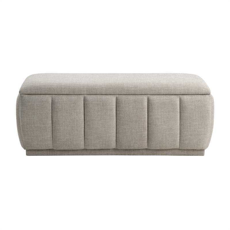 Pemberly Row Textured Fabric Lift-Top Storage Bench with Foam Cushion in Taupe