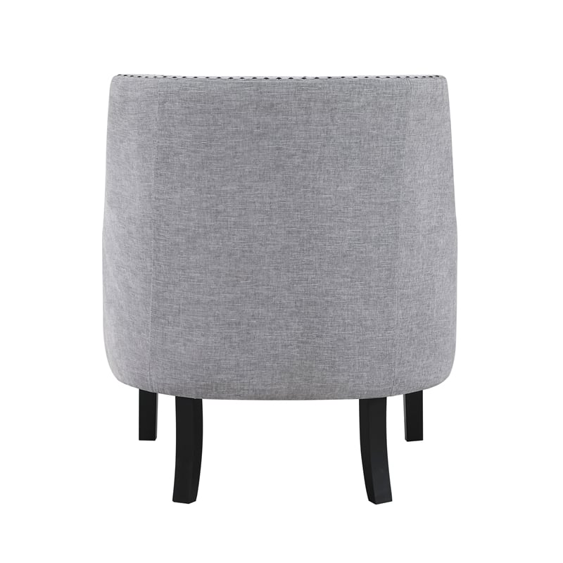 Pemberly Row Chenille Tufted Accent Chair with Nailhead Trim in Gray