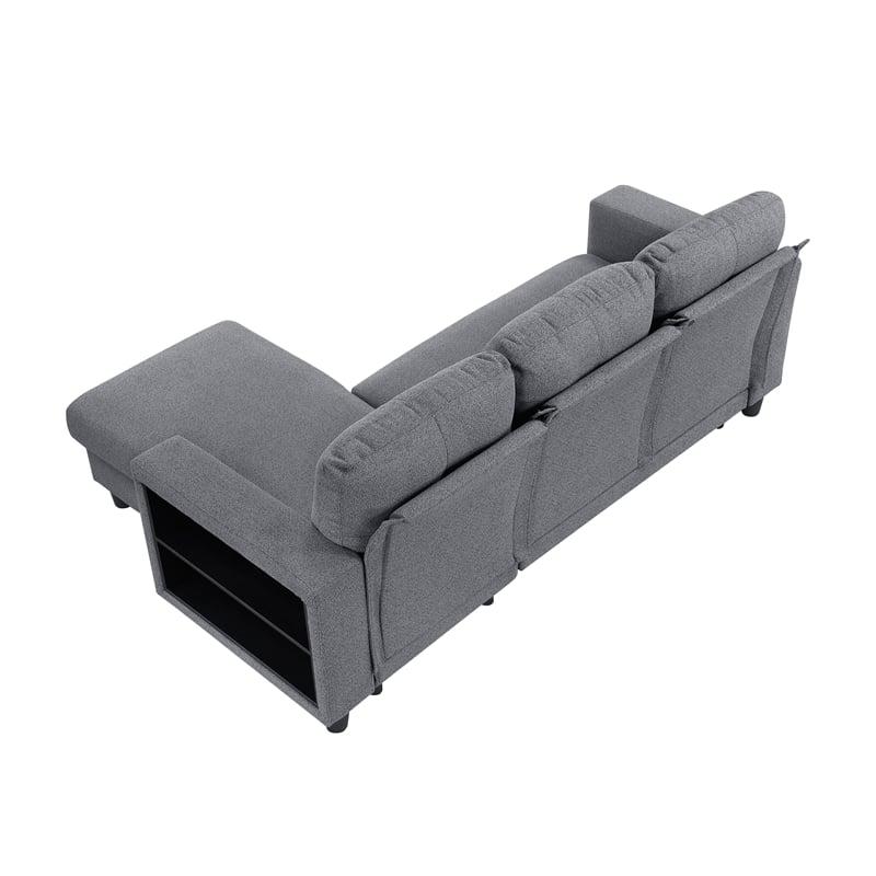 Pemberly Row Boucle Sectional with Reversible Chaise and Pull-Out Bed in Gray