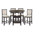 Pemberly Row 5-Pc Counter Height Dining Set with Shelf Base in Beige/Black/Brown