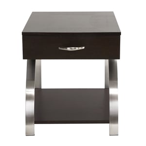 Pemberly Row Metal and Wood Lift Top End Table with Drawer in Espresso