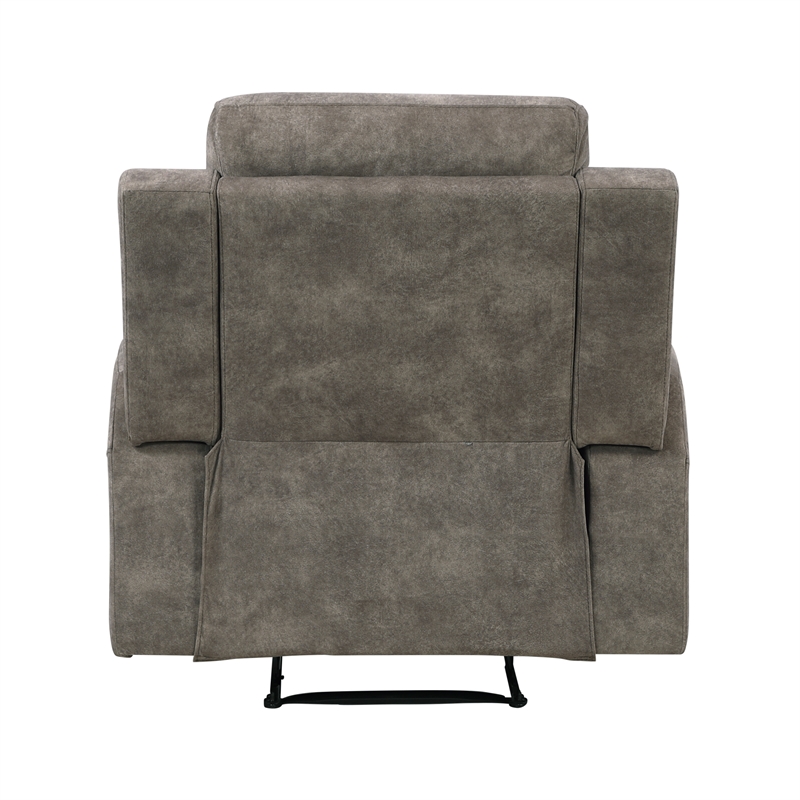 Pemberly Row Microfiber Manual Reclining Chair with Foam Cushioning in Brown