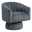 Pemberly Row Velvet Swivel Barrel Accent Chair with Channel Stitching in Gray
