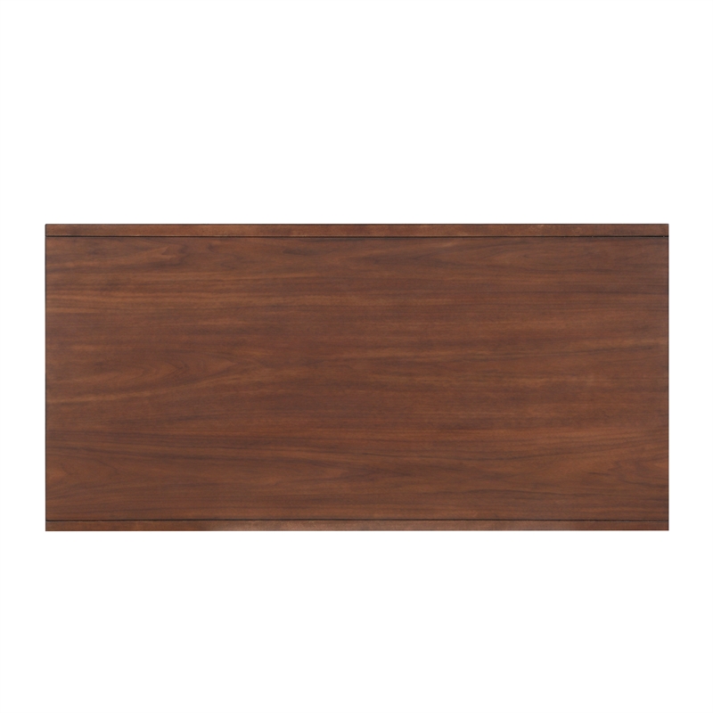 Pemberly Row Contemporary Wood 2-Drawer Coffee Table with Shelf in Brown