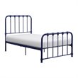 Pemberly Row Twin Metal Platform Bed with Rounded Profile in Navy Blue
