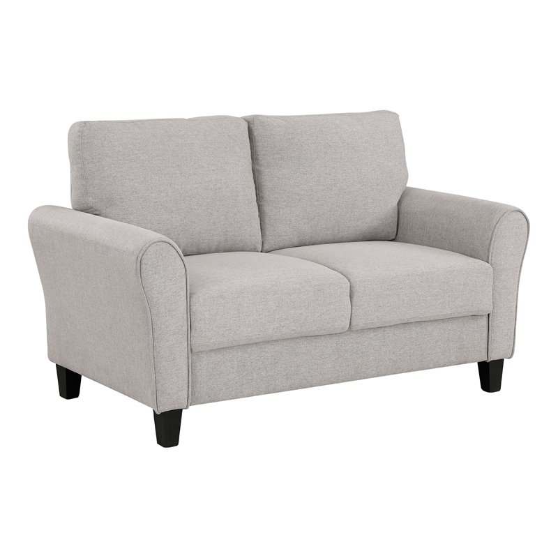 Pemberly Row Transitional Solid Wood and Polyester Love Seat in Gray/Sand Brown