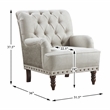 Pemberly Row Button-Tufted Textured Accent Chair with Nailhead Trim in Beige